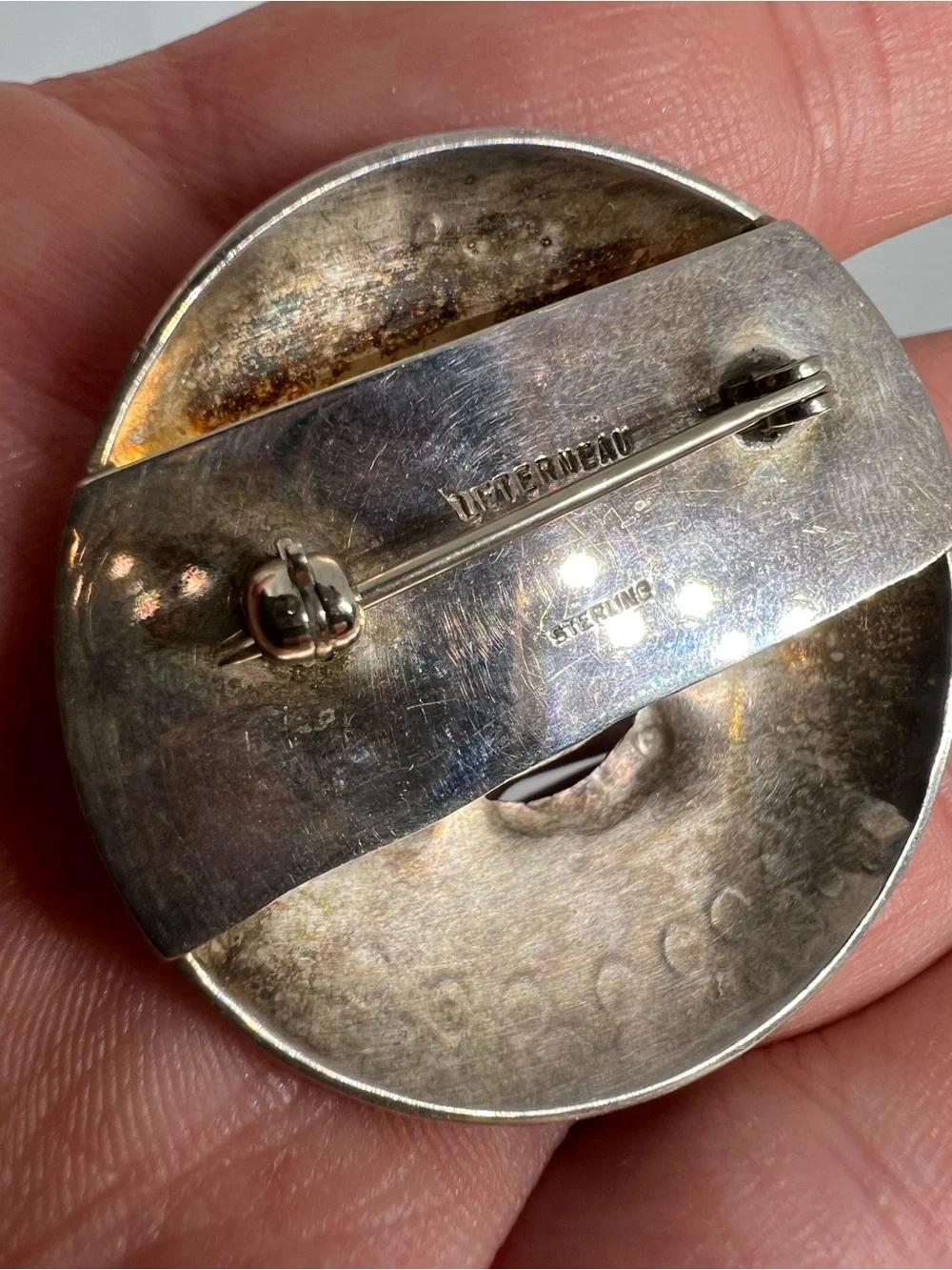 VTG Liderneau Artisan Sterling Silver Smiling Moon Brooch pin